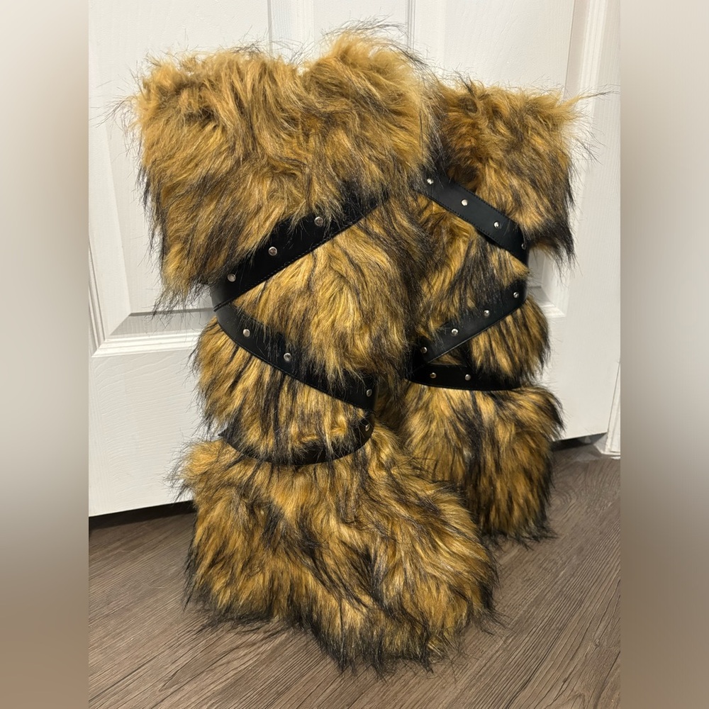 Dolls Kill / Club Exx Brown Wild Instinct Faux Fur Boots